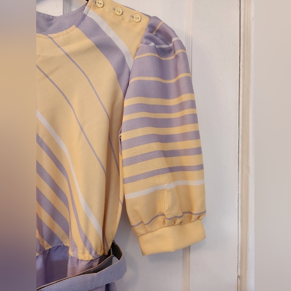 💛80's Yellow and Gray Dress💛 - Picture 2 of 4